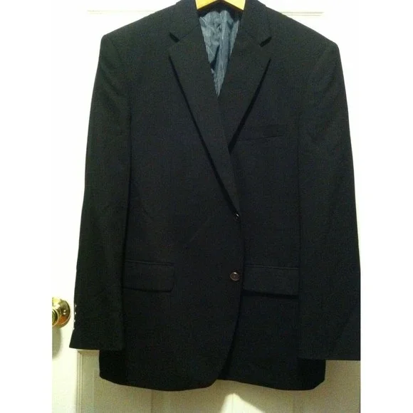 CALVIN KLEIN MENS NAVY 100%WOOL DOUBLE VENTED SPORT JACKET COAT BLAZER SIZE:46R